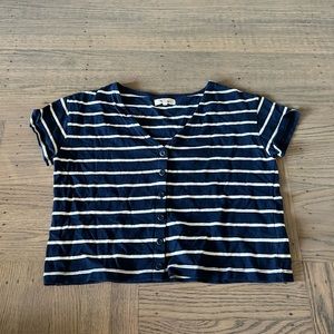 Women’s Madewell V-Neck Button-Front Boxy-Crop Tee